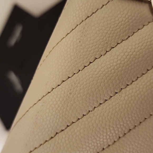 YSL Cloud Gray Caviar Flap Crossbody Large Purse Clutch WOC + Box - Picture 10 of 16